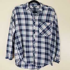 Topshop Plaid Button Up Top Size 4 H9